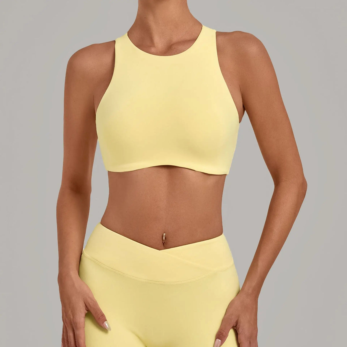 STOUREG Women's High Neck Yoga Tank Top Backless High Elastic Shockproof Padded Bra Racerback Gym Fitness Workout Breathable