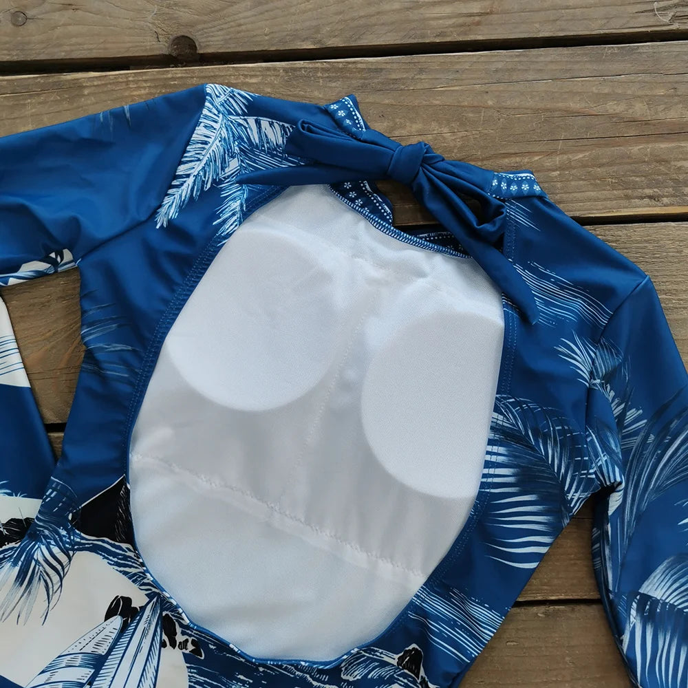 2026 Surfing Sport Swimsuit Long Sleeves Women One Piece SwimsuitSwimwear Solid Monokini Bathing Suit Tropical Bodysuit Female