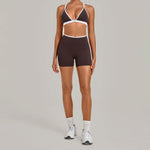 Summer Yoga Set 2Pcs Women's Tracksuit Back Cross Sports Bra Sportswear High Waist Butt-Lifting Fitness Pants Workout Top Suit