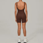 Padded Sports Jumpsuit Short Women Yoga Sets Gym Bodysuits Sexy Backless Fitness Jumpsuits Female Push Up Workout Overalls