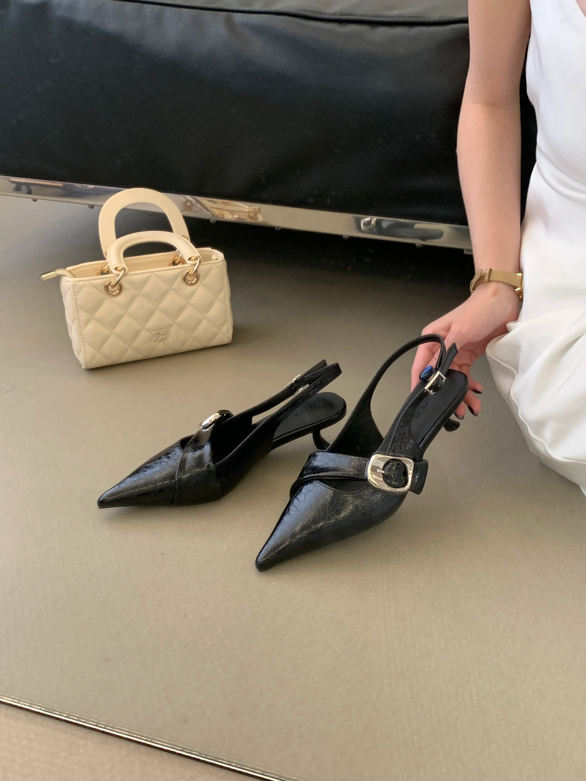 White Thin Heeled Sandals 2026 Women's Low-Heeled Shoes With Strap Brown Summer 2026 New Girls Fashion French OL Single Shoes