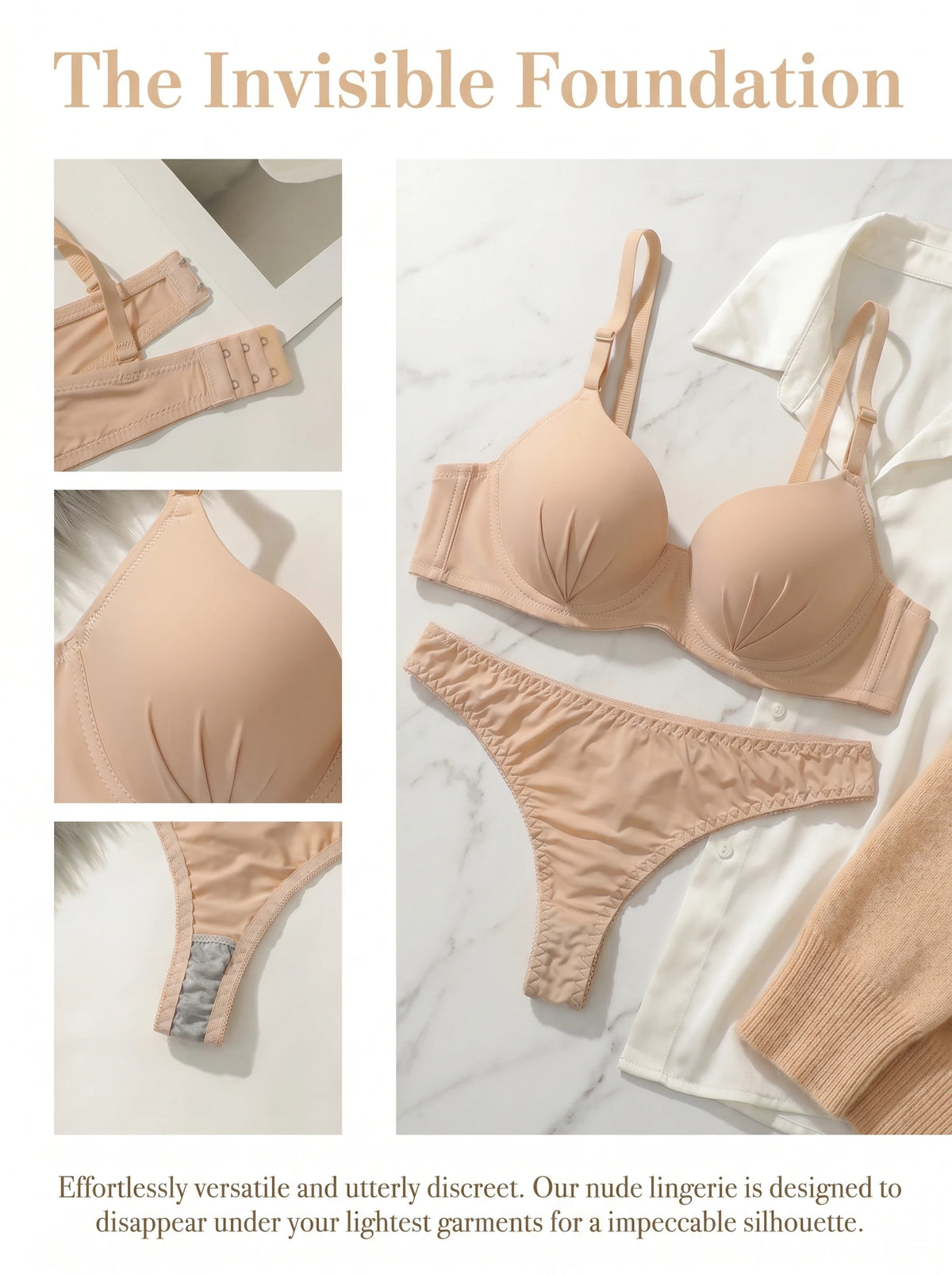 Push Up Bra Set Women Underwear set 2 Piece Lingerie The Invisible Foundation B2087