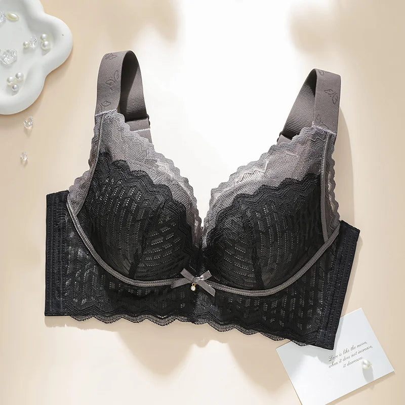 Thin WireFree Underwear Women Thin Style Large Chest Show Small Bra Gathered Adjusted Breast Closure No Steel Ring Bra 80-120CDE