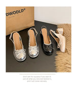 Thick Heel Women Sandals Height Increase Cover Toes Slingbacks Muels Shoes Elegant Stripper Party Dress Female Sandalias