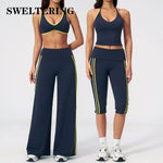 2 Pieces Women's Tracksuit Workout Clothes Yoga Set Sportswear High Waist Bell-bottoms Sexy Fitness Bta Sports Suit Gym Clothing