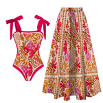 2025 New 2-Piece Shoulder Ruffle Swimsuit With Cover Up Sexy Women Swimwear Push Up Biquini Bathsuit Bodysuit Beachwear Dress
