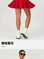 Naked Breathable Tennis Dresses with Built-in Pocket Shorts Women Color Contrast Hollow Out Backless Sports Golf Pleate Dress