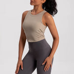 Women's Quick-Drying Breathable Yoga Vest for Fitness And Pilates Tight-Fit Exercise Top with Fixed Chest Cushion