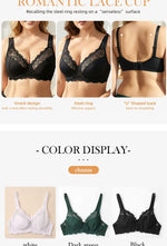 3 Pcs Elegant Lace Bra Non-Padded, Floral Pattern Women's Bras Sexy Lingerie BH Top Brassiere Underwire Plus Size A B C D E Cup