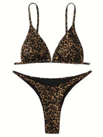 2024 Micro Leopard Bikini Women High CutBandage Push Up Swimsuit Sexy Bathing Suit Padded Thong Swimwear,summer Beach Vacation