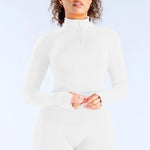 Women Half Zip Long Sleeve Yoga Top Thumb Hole Slim Fit Stretchy Sports Workout Running Fitness Active Shirts