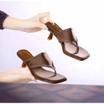 High Heels Women Square Toe Slippers Clip Toe Sandals Sexy Party Shoes Trend Woman Flip Flops 2026 New Summer Brand Pumps Mujer