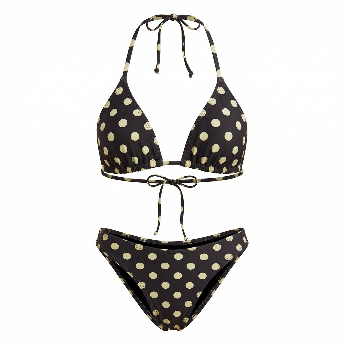 2026 Fashion Women's 2 Piece Bikini Set for Beach Pool Dots Print Swimwear Halter Bra and Low Waist Briefs Bathing Suits