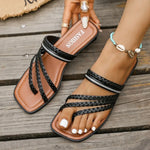 Women Slippers Fashion Casual Flat Sandals Plus Size 2025 New Style Braided Shoes for Women Band Roman Beach Sandals