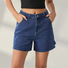 Summer Solid Color Short Denim Pants Women Fashion High Waist Streetwear Denim Shorts with Pockets