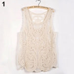Women's Sleeveless Lace Tank Top Sexy Embroidery Hollow-out Floral Crochet Shirt Tank Tops for Women 2025