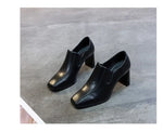 Botas Femininas Women Fashion Square Toe Chunky High Heels Ankle Boots Lady Casual Leather Autumn Short Boots Botas De Mujer