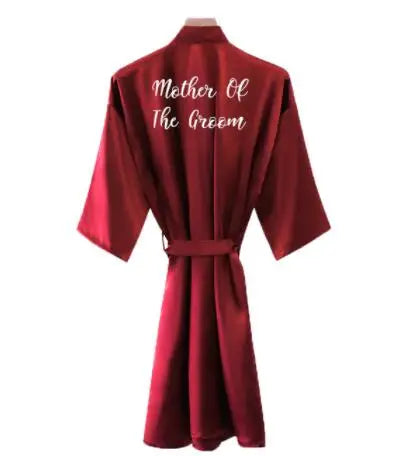 Bride Robe Women Burgundy Robe Satin Silk Robes Wedding Bridal Bridesmaid Robes Bathrobe Sleepwear Silk Dress