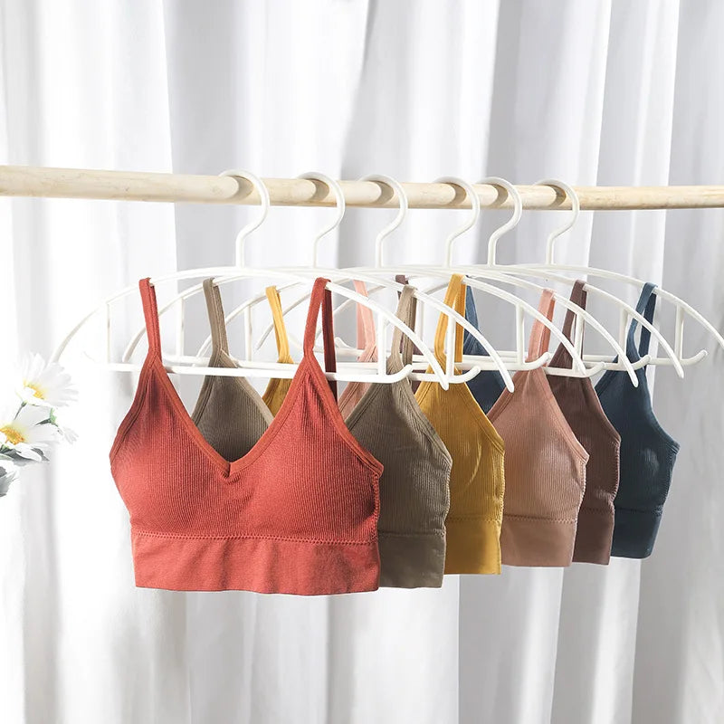 Crop Tops Women's Underwear Sexy Low Back Bralette Camis Non adjustable shoulder straps Bra Bandeau With breast pads Tank Vest
