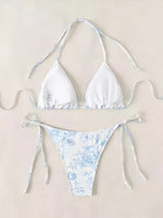 2026 Halter Triangle Bikinis Printed Swimsuit Women Sexy String Swimwear Female Bathers Swimming Bathing Swimming Swim Suit