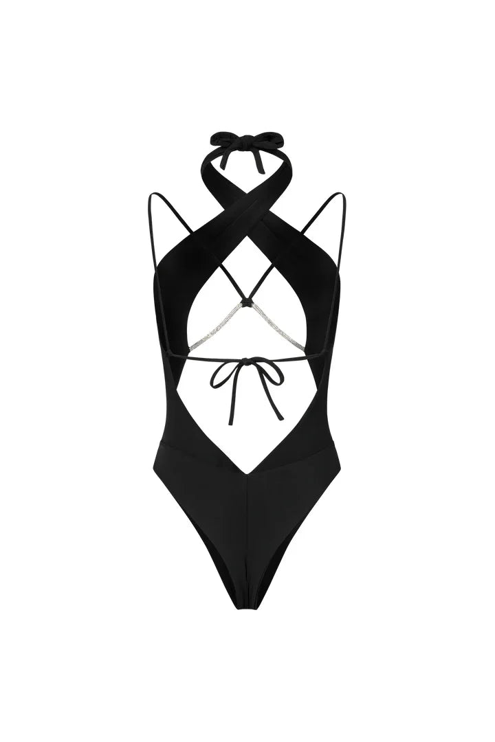 Sexy Hollow Out One Piece Swimwear Push Up Women's Swimsuit2024 Trend Solid Bath suits Halter Monokinis Summer Beachwear