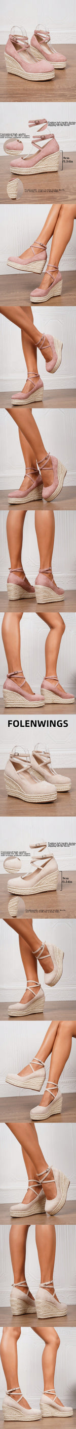 2025 Comfy Walk Big Size 43 Summer Bohemian Espadrilles Platform Pumps Cross Strap Chunky High Heels Wedges Shoes Women
