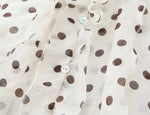 2026 Spring New Women Elegant Loose V Neck Wave Trim Polka Dot Blouse Thin Long Sleeve Top