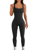 CZGUKE Women's Seamless One-Piece Sportswear yoga Ribbed Slim-Fitting One-Piece Square-Neck Base Pants Long Pants Fitness Wear