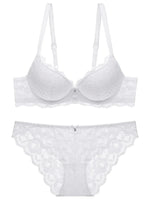 1 Set Elegant Lace Embroidery & Breathable Fabric Lingerie Set: Push-Up Bra, Drop Waist Sheer Panty - Ultimate Valentine's Day