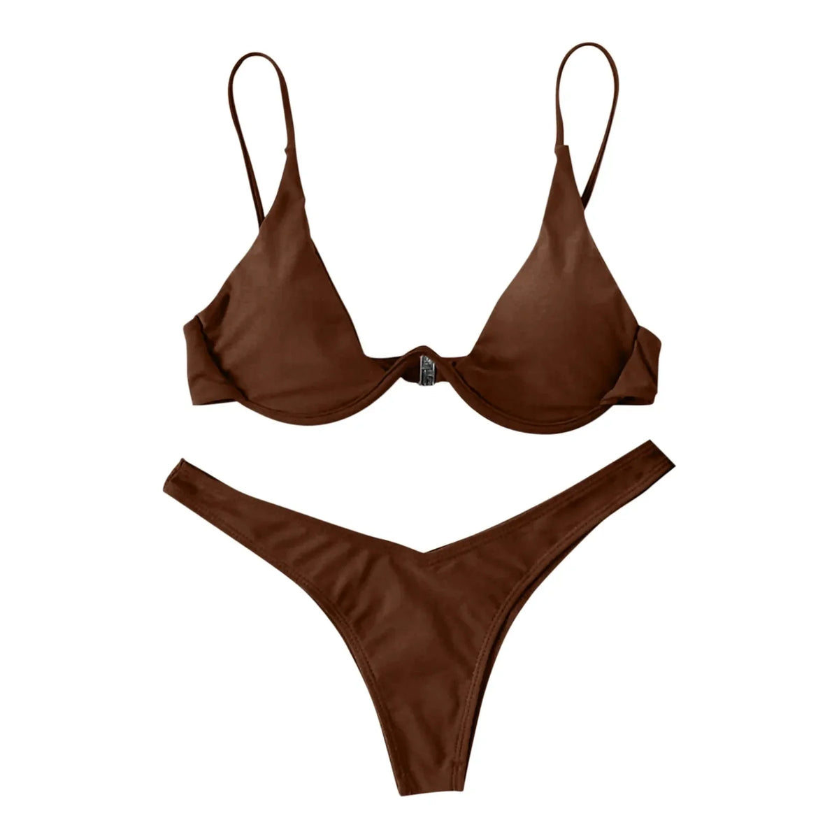 Sexy Underwire Bikini 2024 Mujer Women Solid Red Push Up Bra Thong Swimsuit Halter V Neck Bathing Suit Mini Micro Thong Swimwear