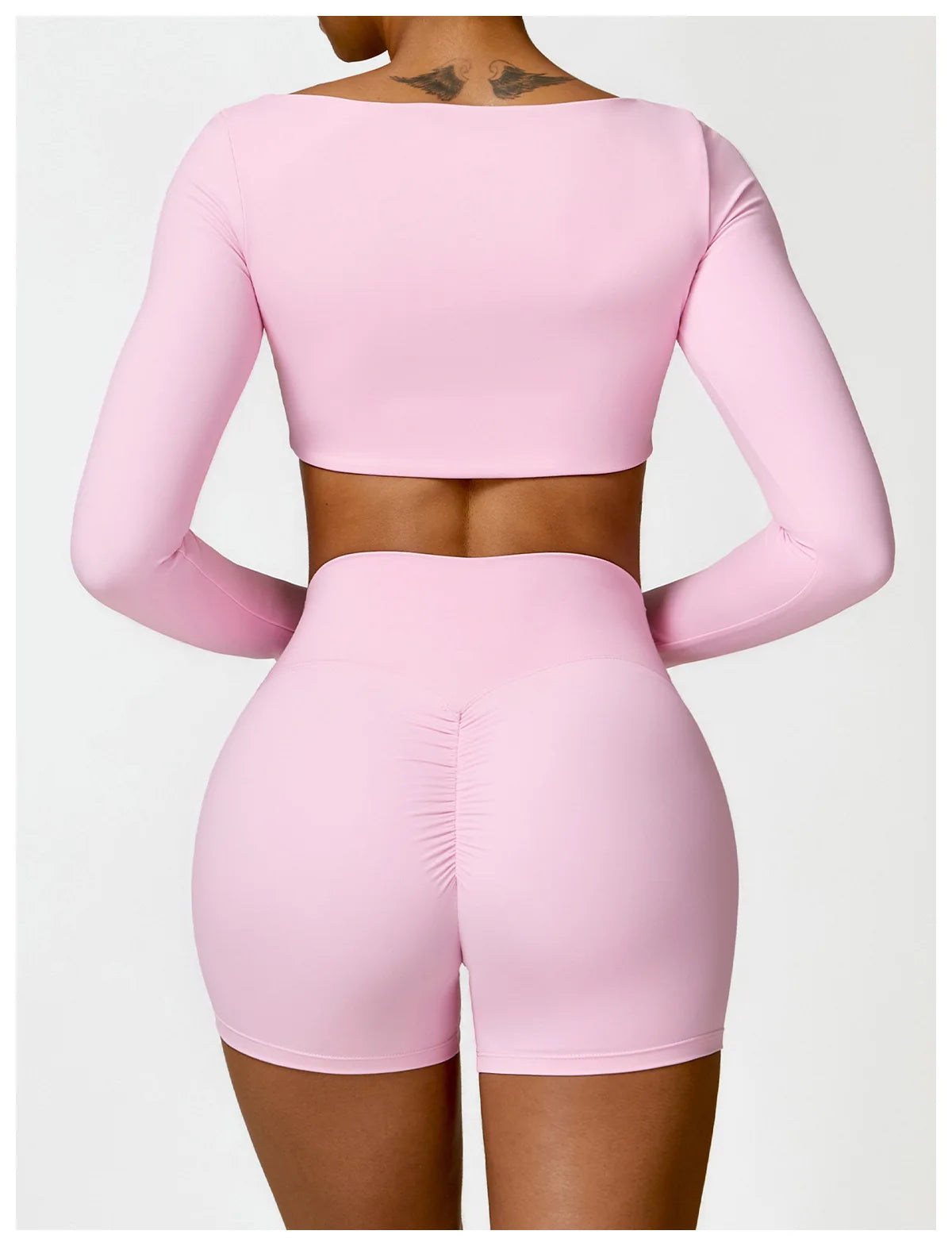 Hearuisavy Summer 2PCS Long Sleeve Gym Set Women Yoga Clothes Quick-Drying Sportswear Running Leggings Workout Sports Crop Top
