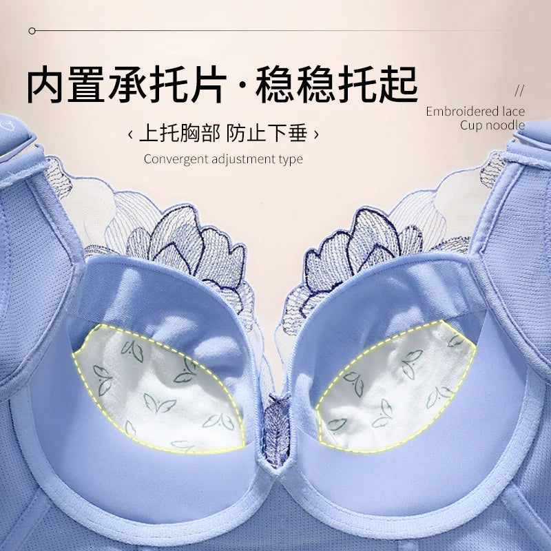 Women's Push up Bras Adjustable New Wireless Bras Women Flower embroidery Bra Underwear Large Size 36-52 CDE Cup Underwear Women