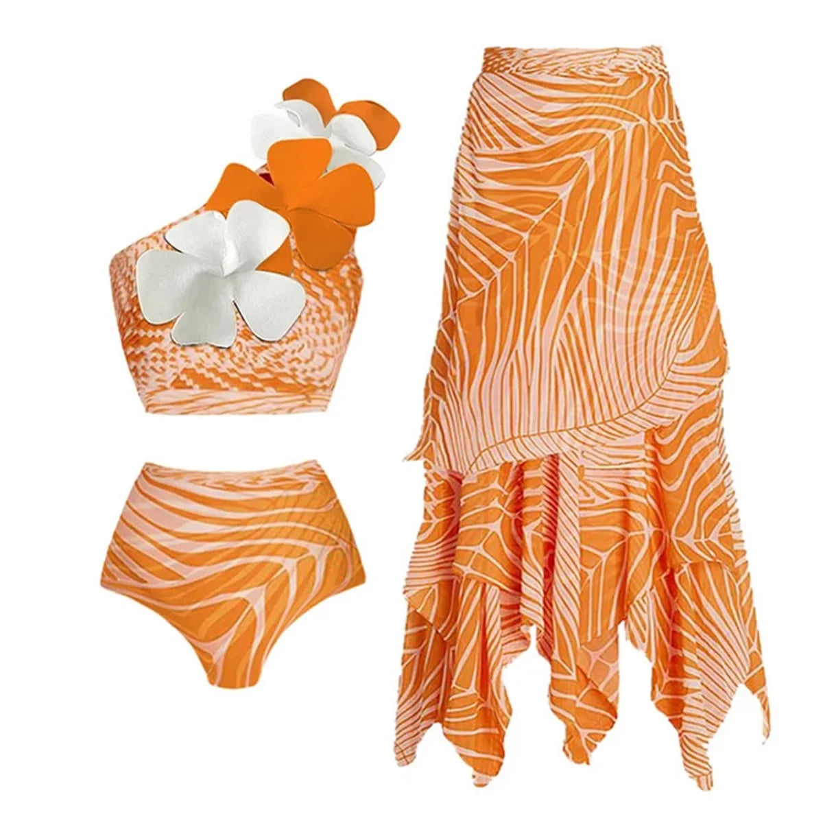 New 2Pcs Ruffle Swimsuit Women Sexy Bikini Strappy Swimwear Floral Bikini Push Up Biquini Female Bathingsuit Slimming Beachwear