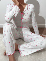 Spring Autumn Pajamas Sets for Women Long Sleeve Tops Long Pants 2 Piece Set Home Suit Night Wear Sleepwear Pijamas