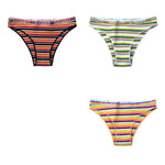 3Pcs/Set Cotton Panties For Women Colorful Striped Underwear Low Waist Briefs Breathable Underpants Female Sexy Lingerie M-XXL