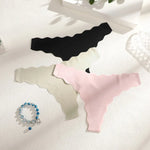 4Pcs Women Seamless Panties Wavy Design Ultra-thin Thongs Women Ice Silk Underwear Sexy Panty Low Waist G-string Female Solid