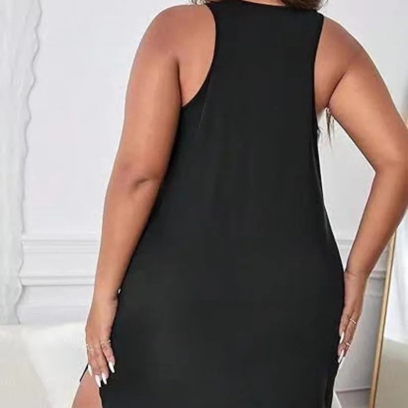 Plus Size Letter Printed Vest Nightgown