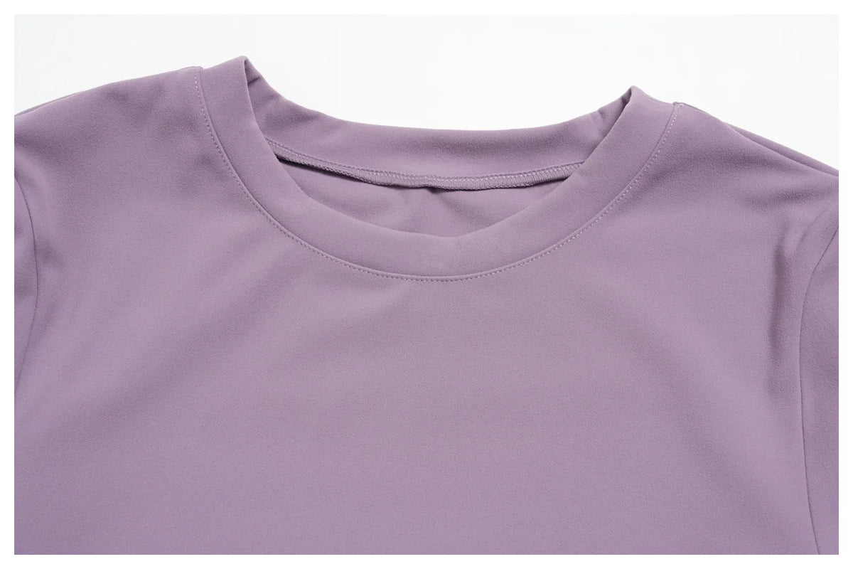 Creamy 2 Pieces Workout Suit Women Yoga Outfits Short Sleeve O Neck Slim Sports T Shirts High Waist Flare Pants Gym Fitness Sets