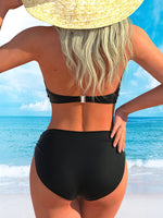 Sexy Black Striped Patchwork Bikini Set Women V Neck Cross Push Up Bra High Waist Swimsuit Bathing Suit Holiday Swimwear 2026