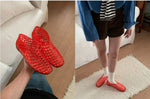 Women's New Flat Sandals with Hollow Transparent Color Mesh Jelly Shoes Woman Daily Walking Flats Plus Size 41 Soft PVC Footwear