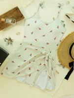 Vintage Black Floral Print Skirt Swimwear Women Halter Push Up Backless Bathing Suit Holiday One Piece Swimsuit 2026 Monokini