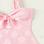 Light Pink One Piece Swimsuit for Women High Waist Hollow Out Ruffle Suspender Backless Monokini Bikini Beach Swimwear 2024 New