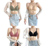 Japanese Style Seamless Push-Up Bra Comfort Wireless Underwear Women's Deep V Neck Bralette 3/4 Cup Daily Comfort Lingerie