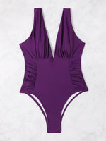 2026 V Neck Solid Bodysuit One Piece Swimsuit Sexy Swimwear Women Bathing Suit Female Swimming Summer Beachwear Bodysuit