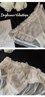 Japan Style Embroidered Mesh Bralette Wireless Breathable Comfort Sweet Cute Lingerie Set Pure Sensual Ruffle Edge Small Chest