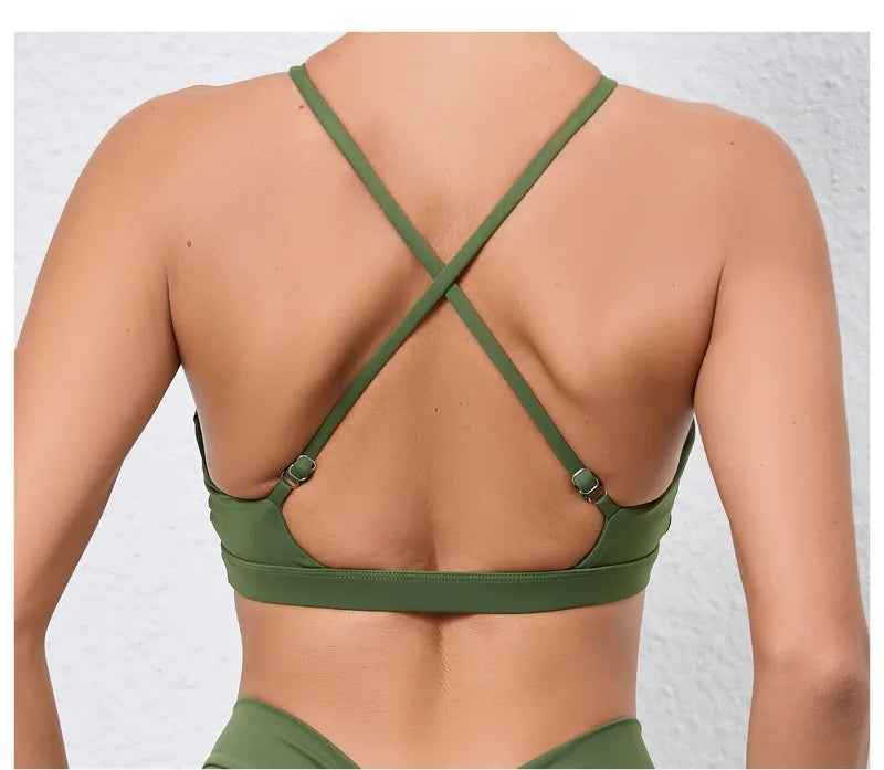 Women's Yoga Bra - Running Cross Back Breathable Naked Feel Sports Fitness Brafor Yoga Running Gym Top