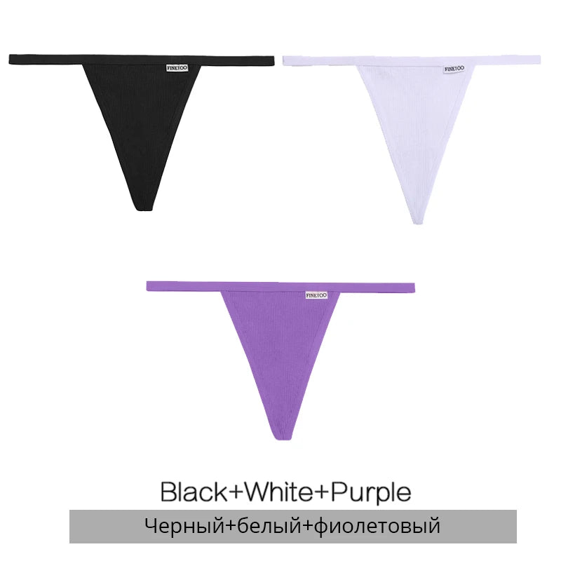 3Pcs/set Cotton Thongs M-XL Sexy Bikini Panties Women T-Back Underpants Girls Low Waist G-string Underwear Female Lingerie 2022