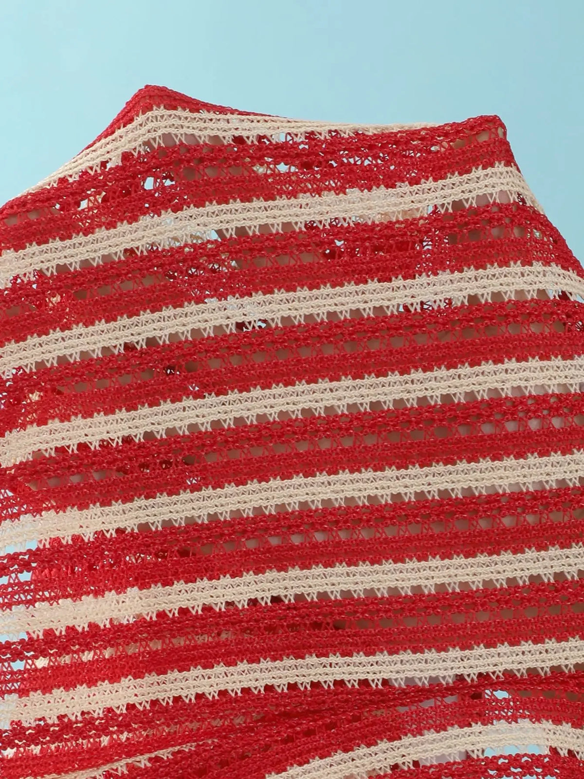 Vintage Red Striped Two Piece Bikini Set 2026 Women Shell Starfish V Neck Top High Waist Swimsuit Beach Bathing Suit Swimwear
