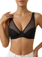 Thin Mesh Women Bra Solid Underwire Push up Bra Breathable Adjustable Straps Daily Lingerie