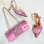 Doershow High Quality African Style Ladies Shoes And Bags Set Latest BROWN Italian Shoes And Bag Set For Party HM1-1